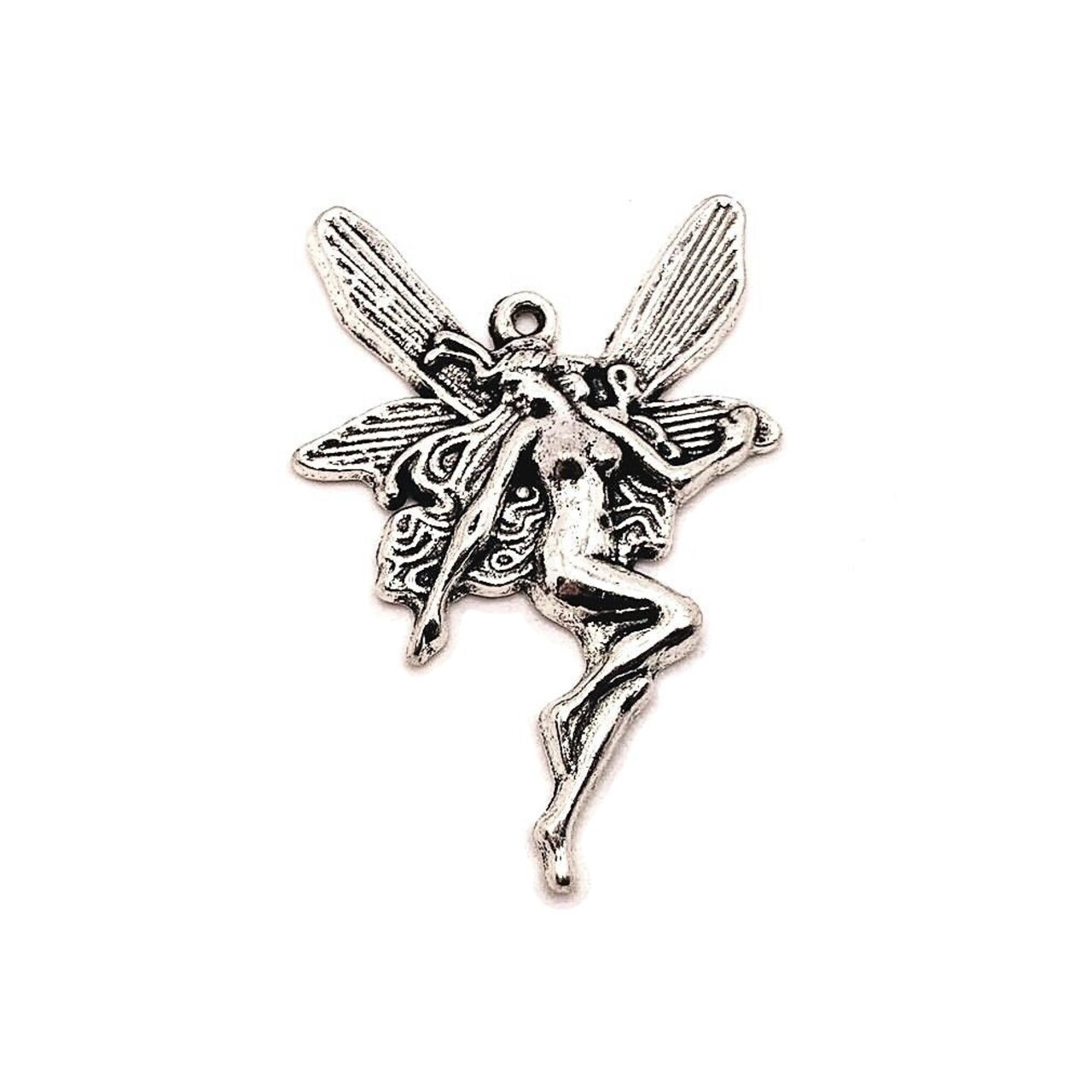1, 4 or 20 Pieces:  Large Silver Fairy Charms, Silver Sprite Charm